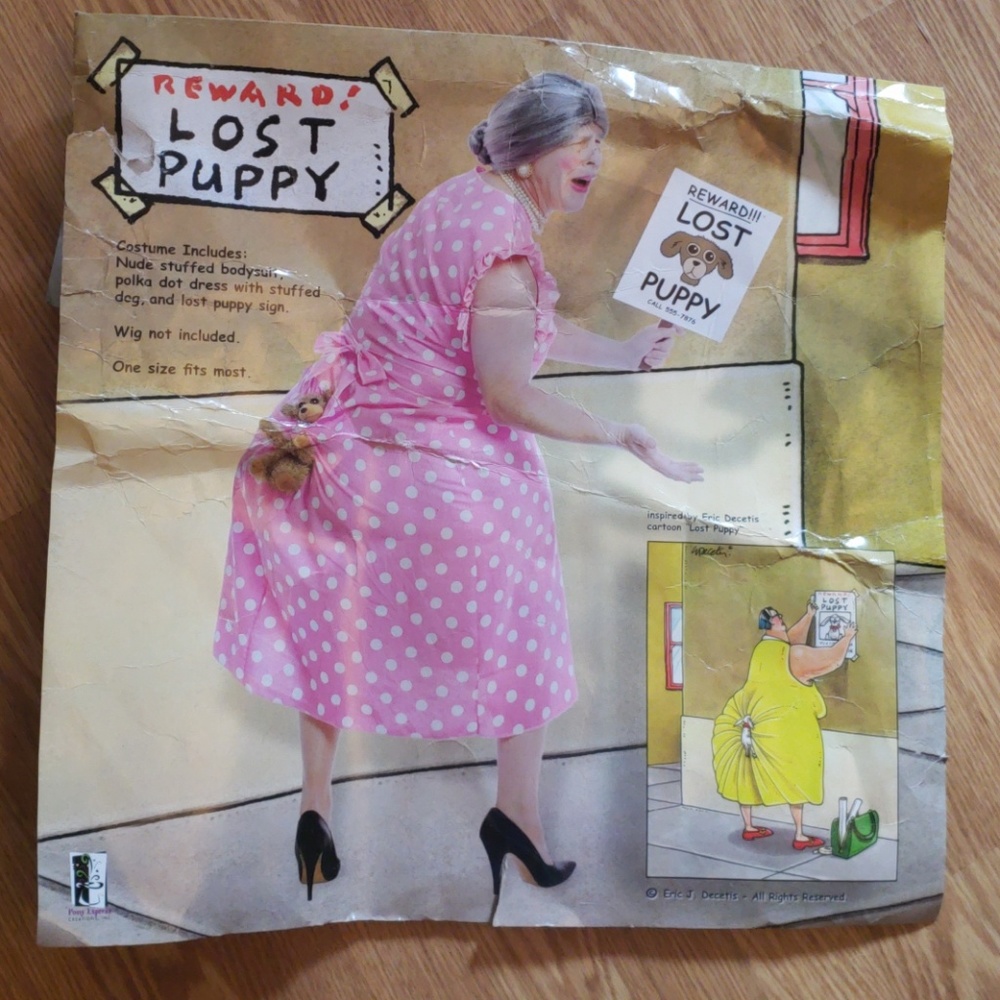 Grandma costume lost puppy